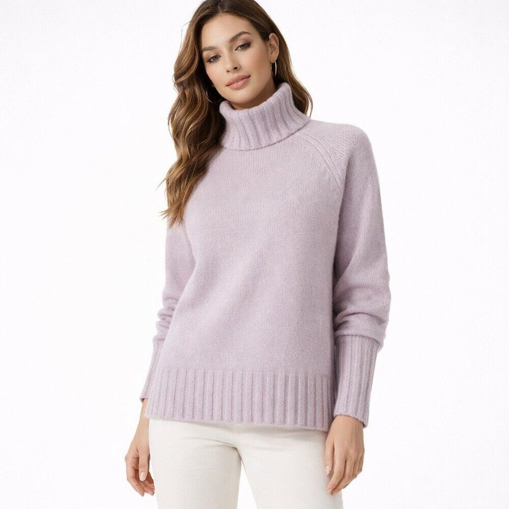 360 Cashmere Margaret 100% Cashmere Turtleneck Sweater Bisque Nude/Pink XS